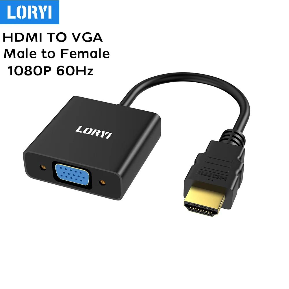 LORYI HDMI to VGA ̺, 1080P 60Hz ݵ HDMI to VGA  (-), ǻ ũž Ʈ PC  Xbox